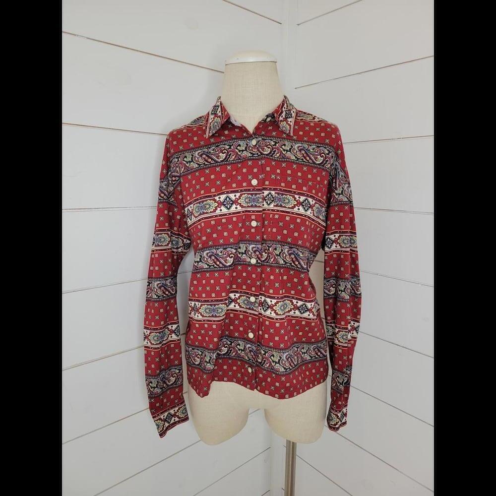 Vintage 90s LIZWEAR medium red paisley button down shirt